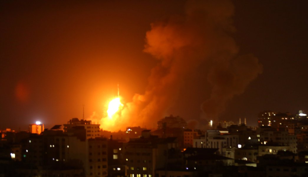 Explosion is seen during an Israeli air strike in Gaza City